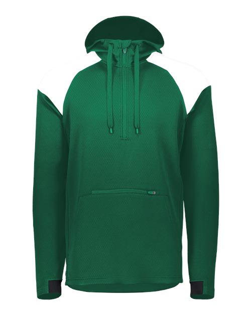 Men's Limitless Quarter-Zip Hooded Pullover - Dark Green/ White