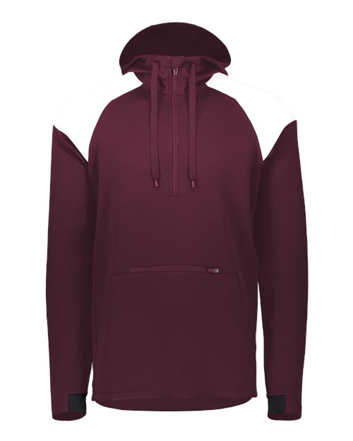 Men's Limitless Quarter-Zip Hooded Pullover - Maroon/ White