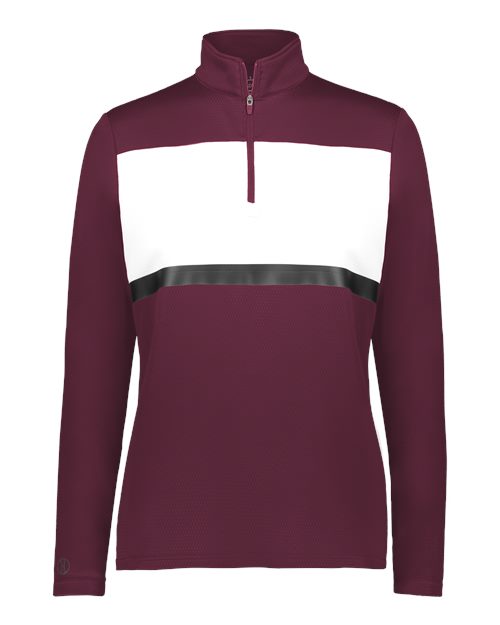 Women's Prism Bold Quarter-Zip Pullover - Maroon/ White