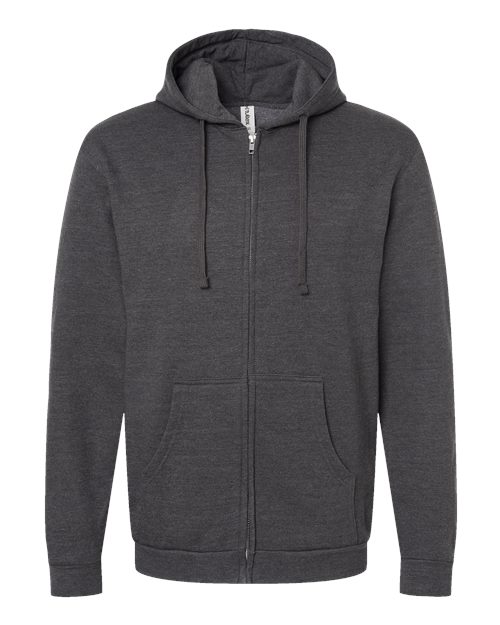 Unisex Full-Zip Hooded Sweatshirt - Heather Charcoal