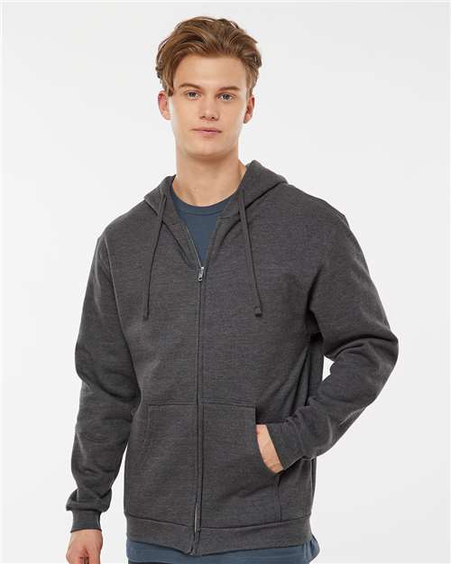 Unisex Full-Zip Hooded Sweatshirt - Heather Charcoal