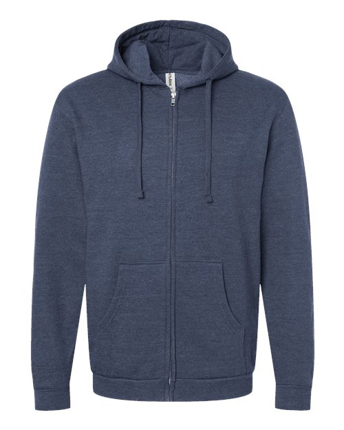 Unisex Full-Zip Hooded Sweatshirt - Heather Denim