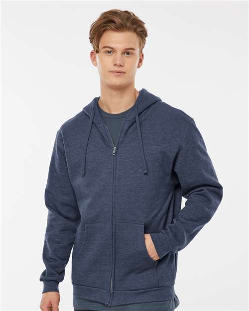 Unisex Full-Zip Hooded Sweatshirt - Heather Denim