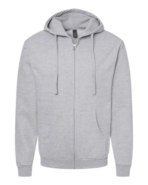 Unisex Full-Zip Hooded Sweatshirt - Heather Grey