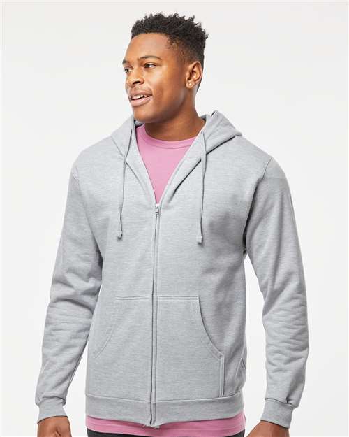 Unisex Full-Zip Hooded Sweatshirt - Heather Grey