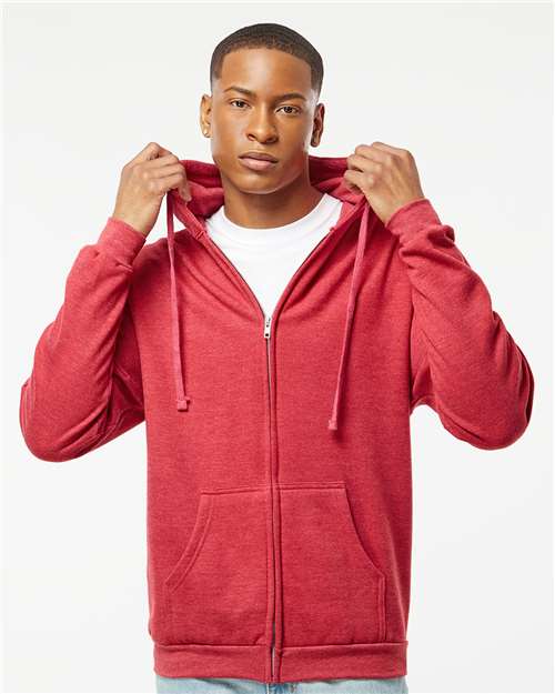 Unisex Full-Zip Hooded Sweatshirt - Heather Red