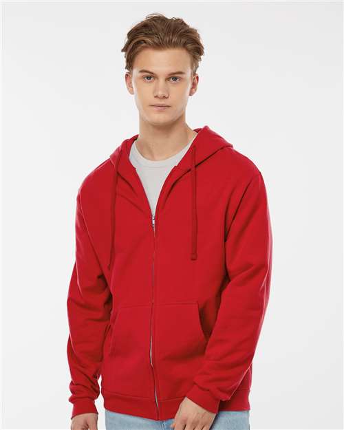 Unisex Full-Zip Hooded Sweatshirt - Red