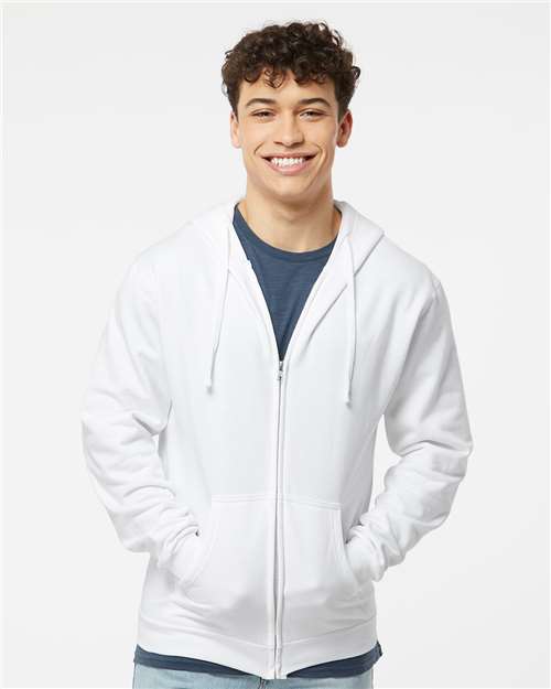 Unisex Full-Zip Hooded Sweatshirt - White