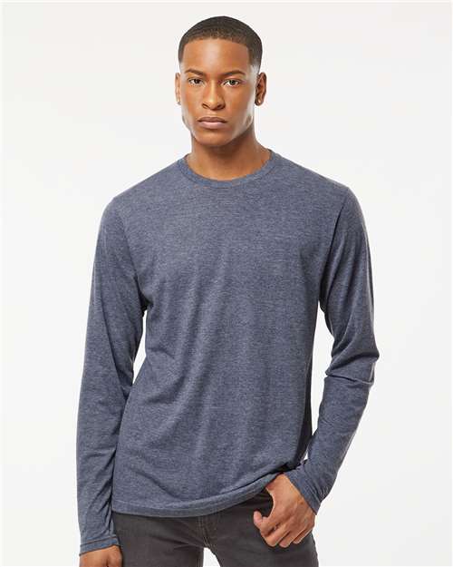 Unisex Poly-Rich Long Sleeve T-Shirt - Heather Navy