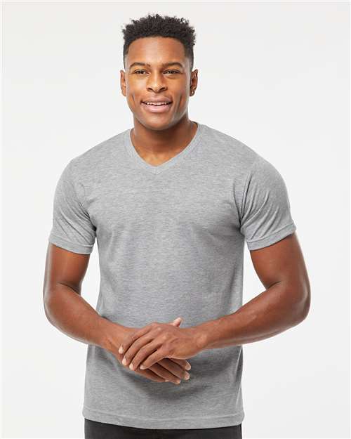 Men's Poly-Rich V-Neck T-Shirt - Heather Grey