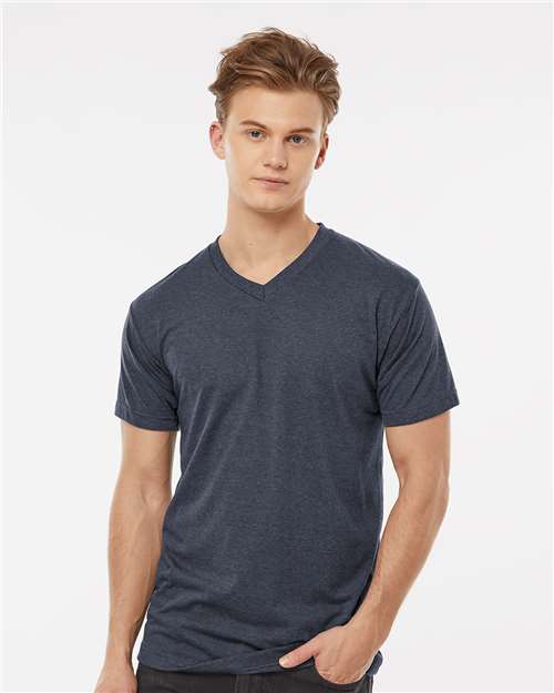 Men's Poly-Rich V-Neck T-Shirt - Heather Navy