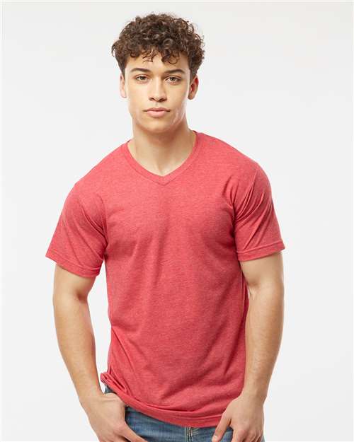 Men's Poly-Rich V-Neck T-Shirt - Heather Red
