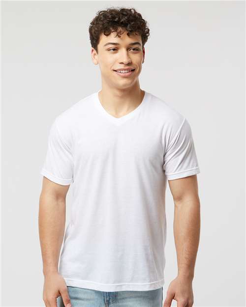 Men's Poly-Rich V-Neck T-Shirt - White