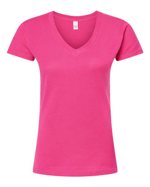 Women's Fine Jersey V-Neck T-Shirt - Fuchsia