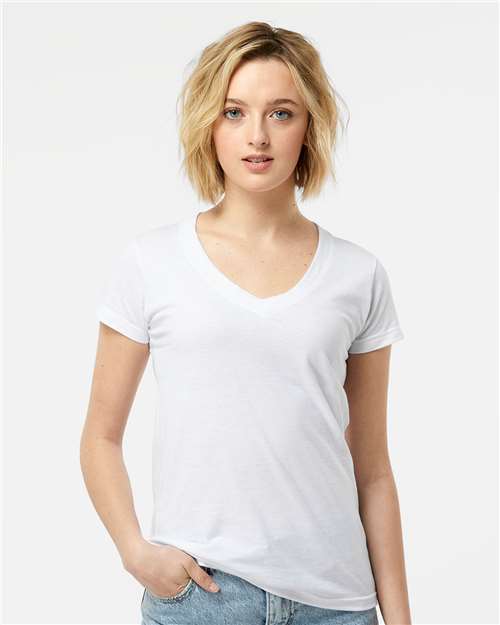 Women's Fine Jersey V-Neck T-Shirt - White