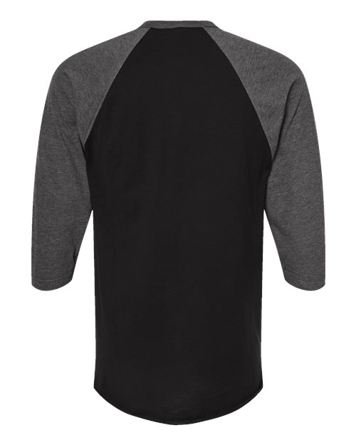 Unisex Fine Jersey Raglan T-Shirt - Black/ Heather Charcoal
