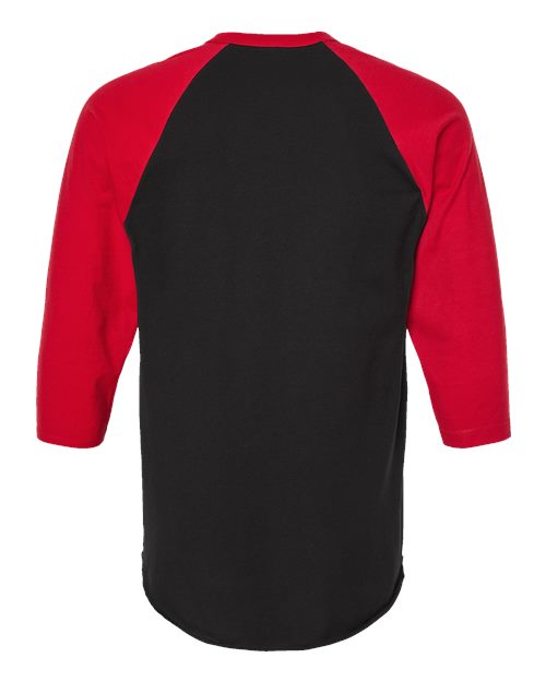 Unisex Fine Jersey Raglan T-Shirt - Black/ Red