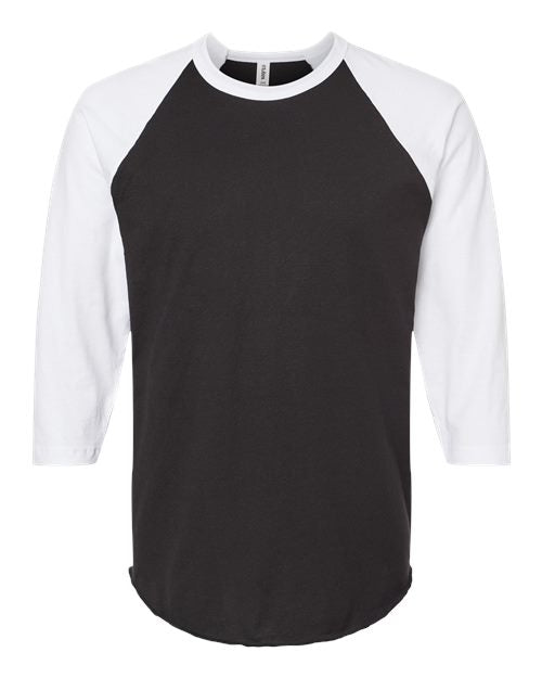 Unisex Fine Jersey Raglan T-Shirt - Black/ White