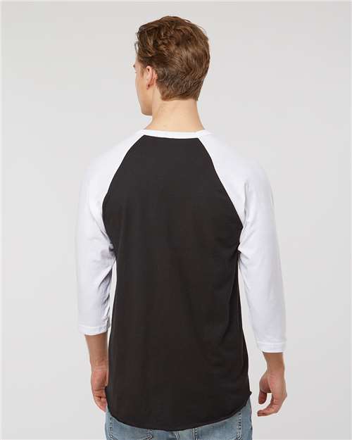 Unisex Fine Jersey Raglan T-Shirt - Black/ White