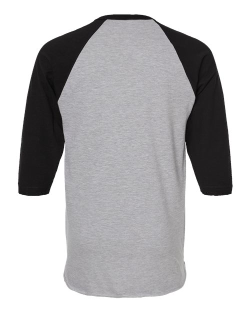 Unisex Fine Jersey Raglan T-Shirt - Heather Grey/ Black
