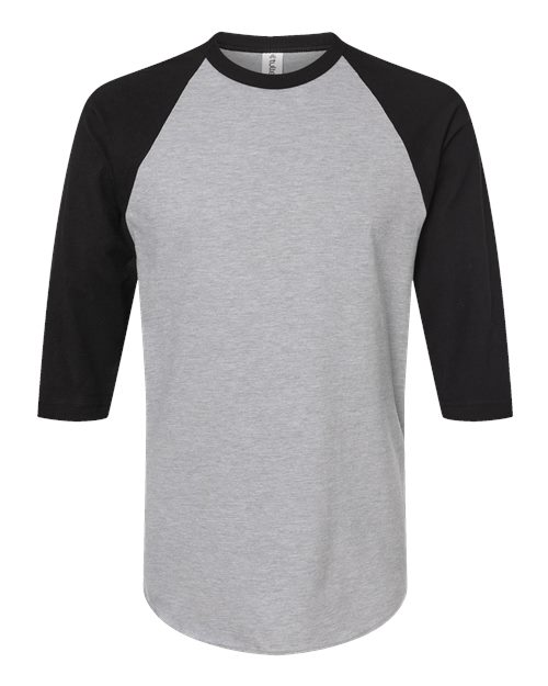 Unisex Fine Jersey Raglan T-Shirt - Heather Grey/ Black