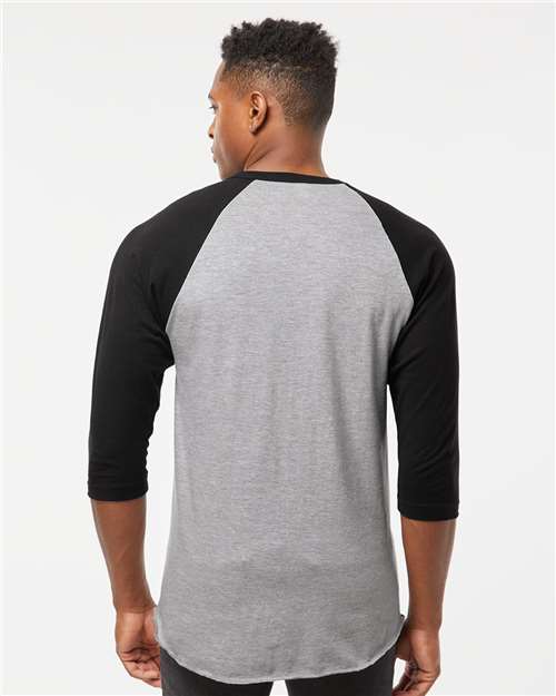 Unisex Fine Jersey Raglan T-Shirt - Heather Grey/ Black