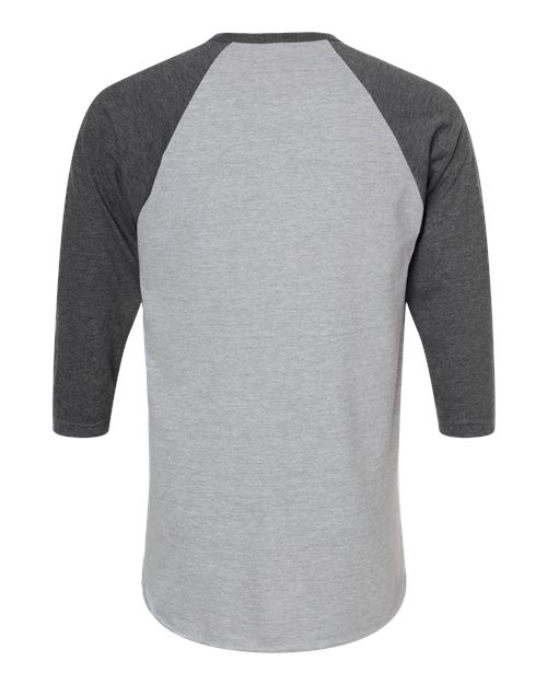 Unisex Fine Jersey Raglan T-Shirt - Heather Grey/ Heather Charcoal