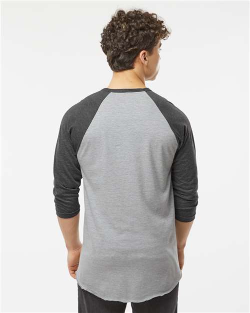 Unisex Fine Jersey Raglan T-Shirt - Heather Grey/ Heather Charcoal