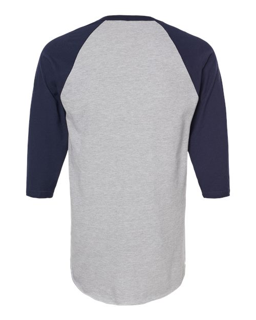 Unisex Fine Jersey Raglan T-Shirt - Heather Grey/ Navy