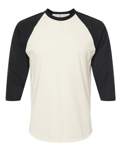 Unisex Fine Jersey Raglan T-Shirt - Vintage White/ Black