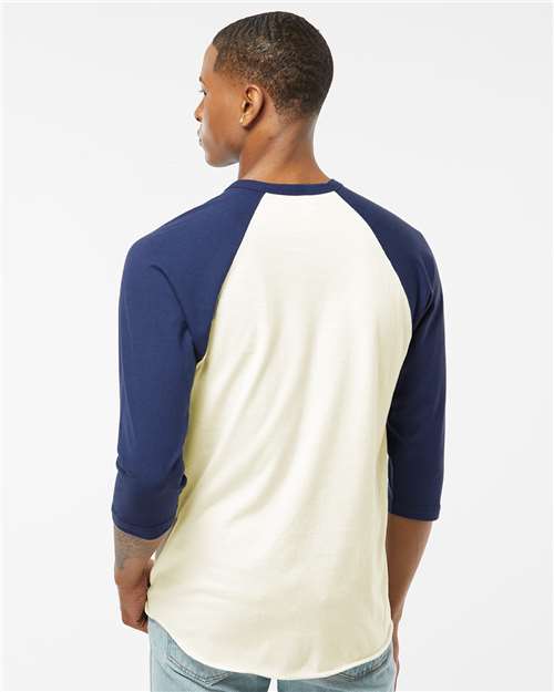 Unisex Fine Jersey Raglan T-Shirt - Vintage White/ Inked India