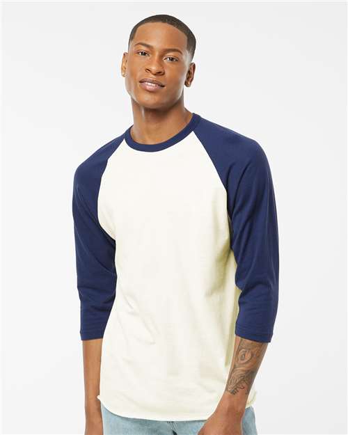 Unisex Fine Jersey Raglan T-Shirt - Vintage White/ Inked India
