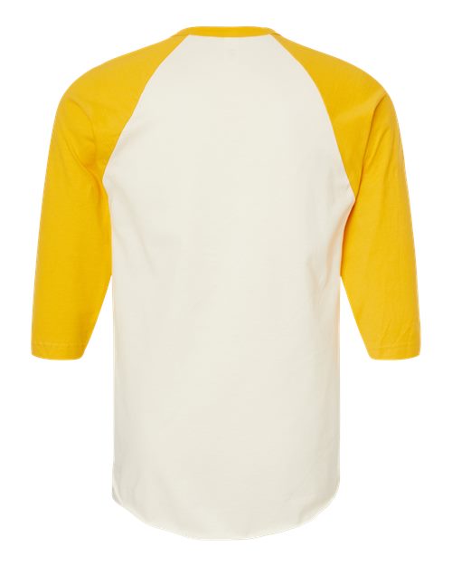 Unisex Fine Jersey Raglan T-Shirt - Vintage White/ Mellow Yellow