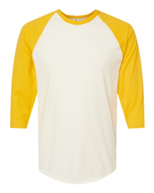 Unisex Fine Jersey Raglan T-Shirt - Vintage White/ Mellow Yellow
