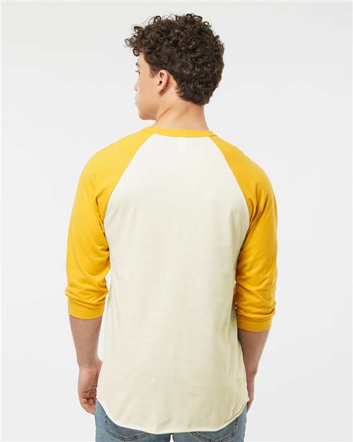 Unisex Fine Jersey Raglan T-Shirt - Vintage White/ Mellow Yellow