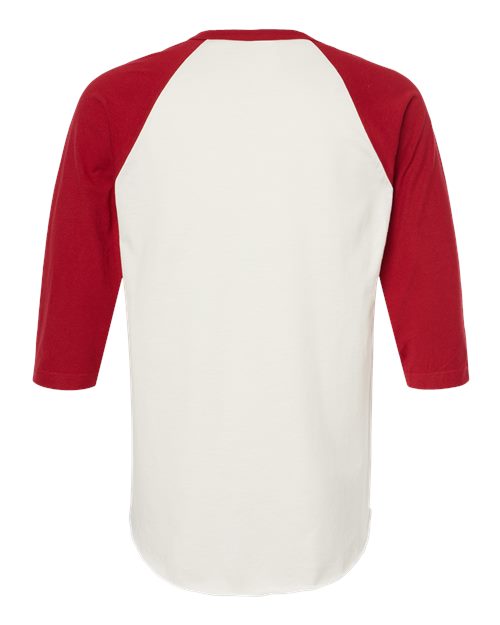 Unisex Fine Jersey Raglan T-Shirt - Vintage White/ Rio Red