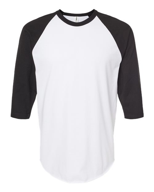 Unisex Fine Jersey Raglan T-Shirt - White/ Black