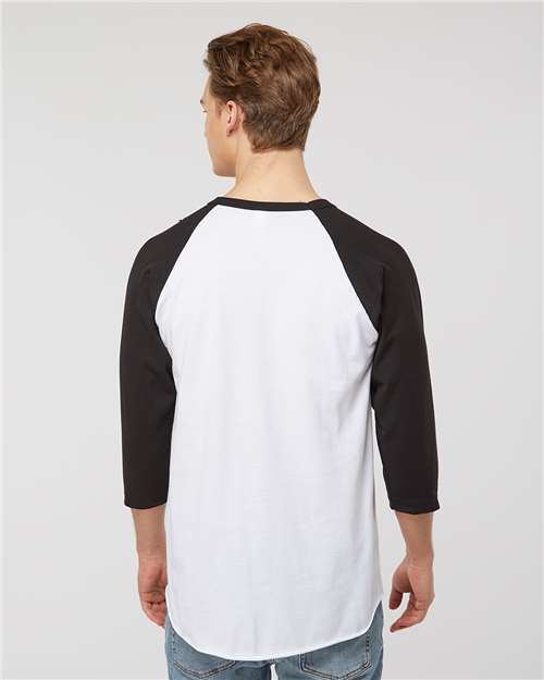 Unisex Fine Jersey Raglan T-Shirt - White/ Black