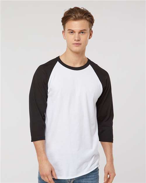 Unisex Fine Jersey Raglan T-Shirt - White/ Black