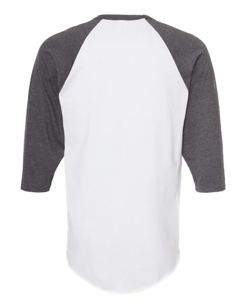 Unisex Fine Jersey Raglan T-Shirt - White/ Heather Charcoal