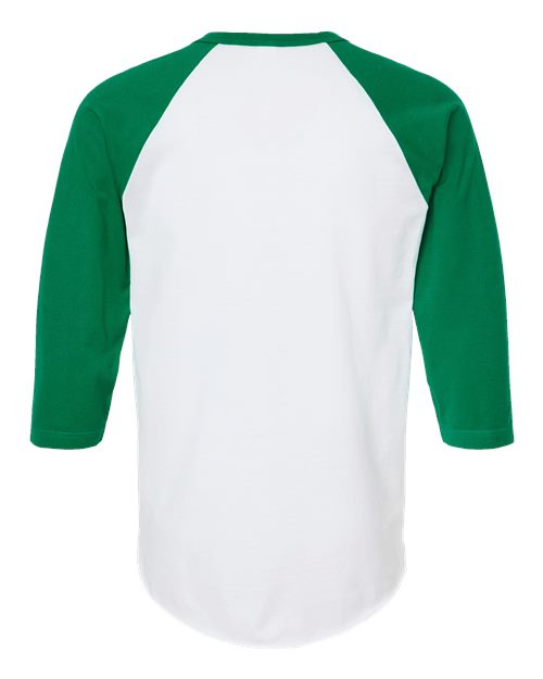 Unisex Fine Jersey Raglan T-Shirt - White/ Kelly