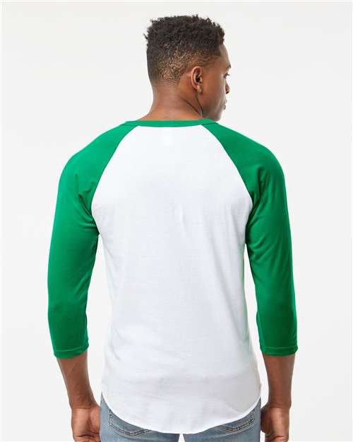 Unisex Fine Jersey Raglan T-Shirt - White/ Kelly