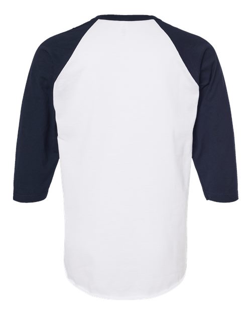 Unisex Fine Jersey Raglan T-Shirt - White/ Navy