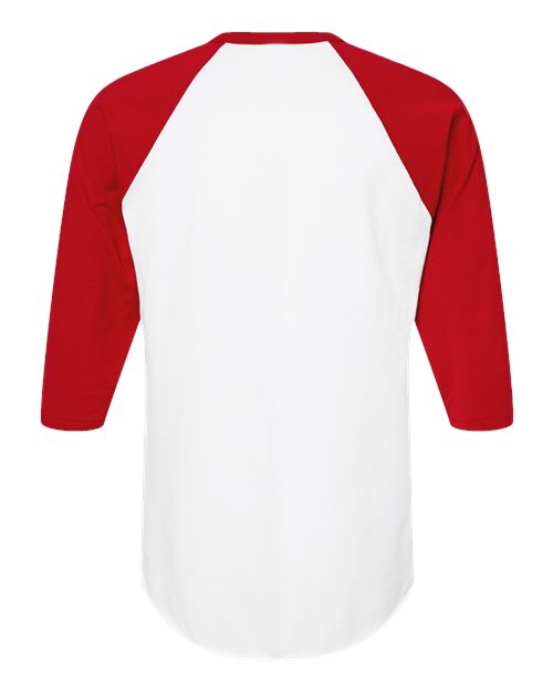 Unisex Fine Jersey Raglan T-Shirt - White/ Red