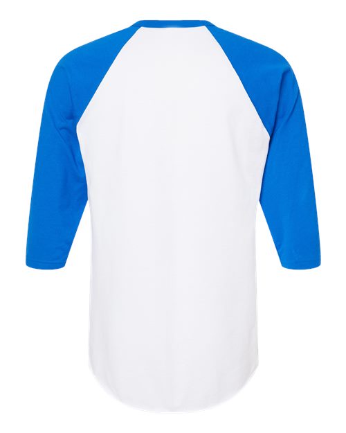 Unisex Fine Jersey Raglan T-Shirt - White/ Royal