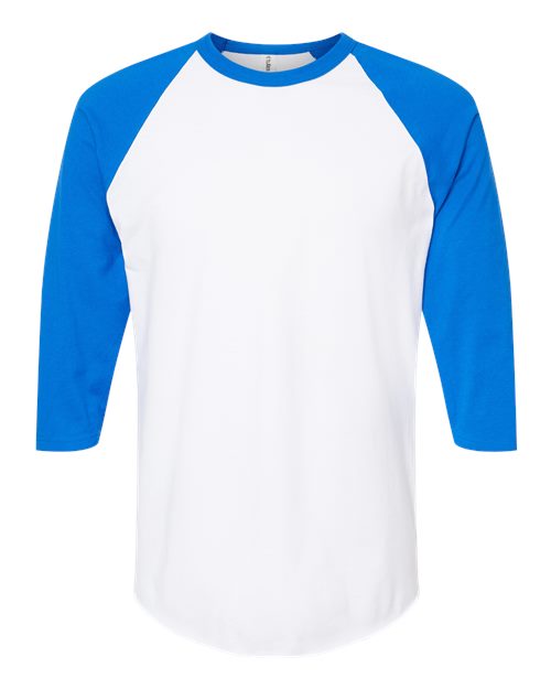 Unisex Fine Jersey Raglan T-Shirt - White/ Royal