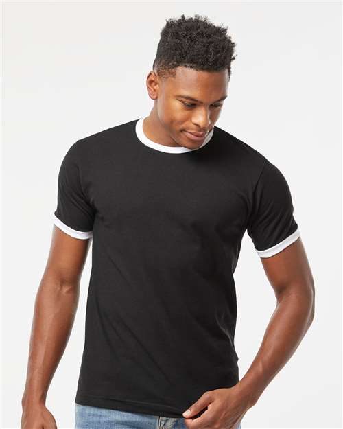 Unisex Fine Jersey Ringer T-Shirt - Black/ White