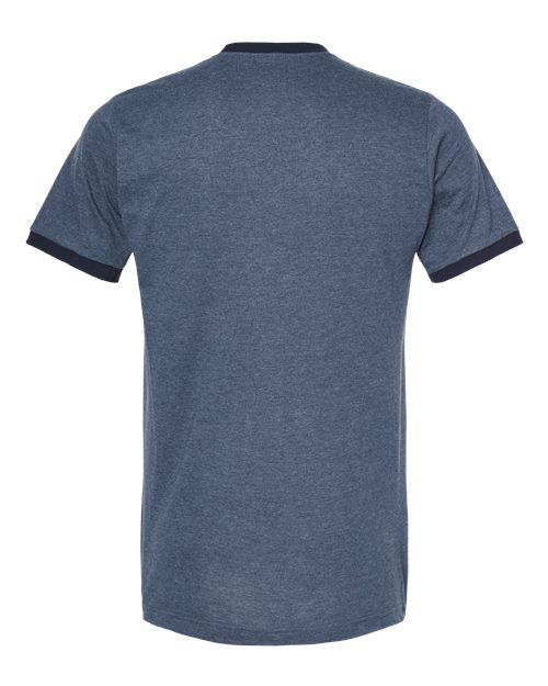 Unisex Fine Jersey Ringer T-Shirt - Heather Denim/ Navy
