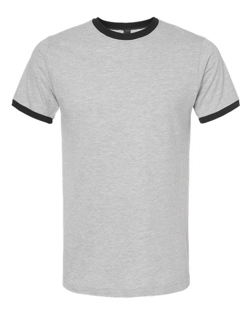 Unisex Fine Jersey Ringer T-Shirt - Heather Grey/ Black