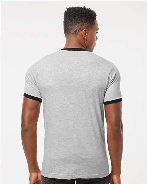 Unisex Fine Jersey Ringer T-Shirt - Heather Grey/ Black